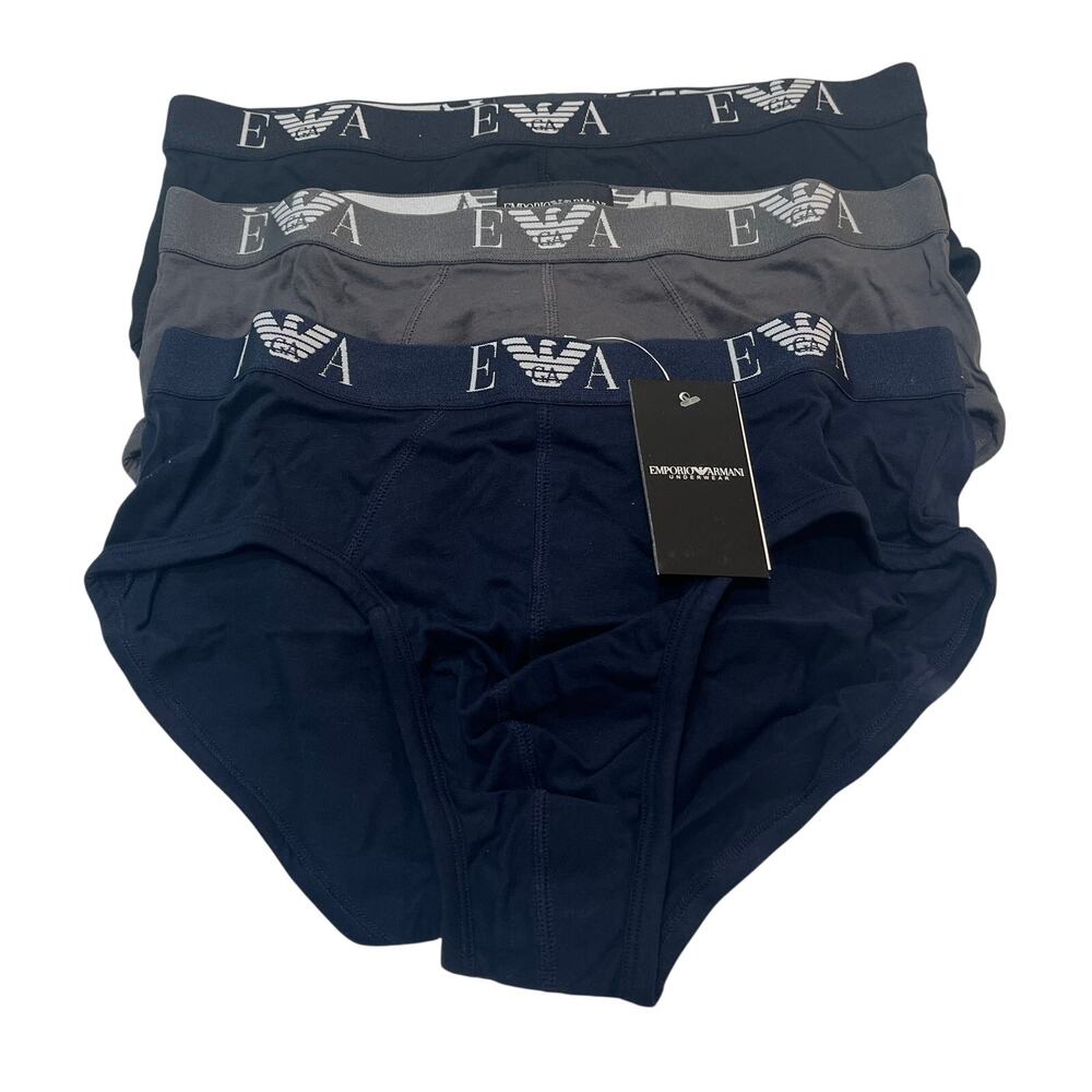 12-60 EMPORIO ARMANI Men's Brief Underwear 100% Cotton 3-PACK Large